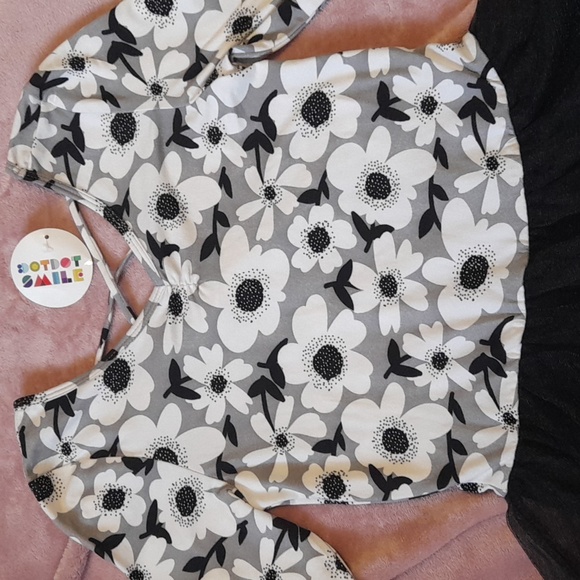 NWT New Dot Dot Smile tulle ballerina black grey dress festive holiday floral - Picture 2 of 6